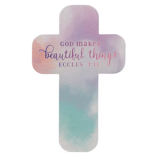Watercolor Beautiful Things Eccl. 3:11 Bookmark Cross
