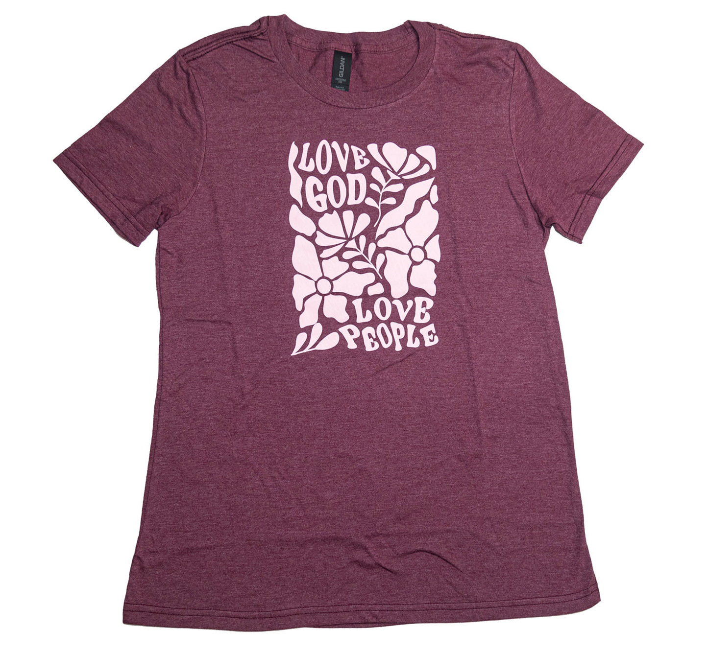 WOL Love God, Love People Shirt- Maroon