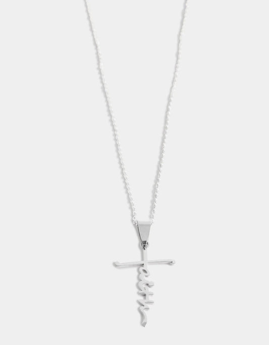 Whispers Faithful Cross Necklace - Silver