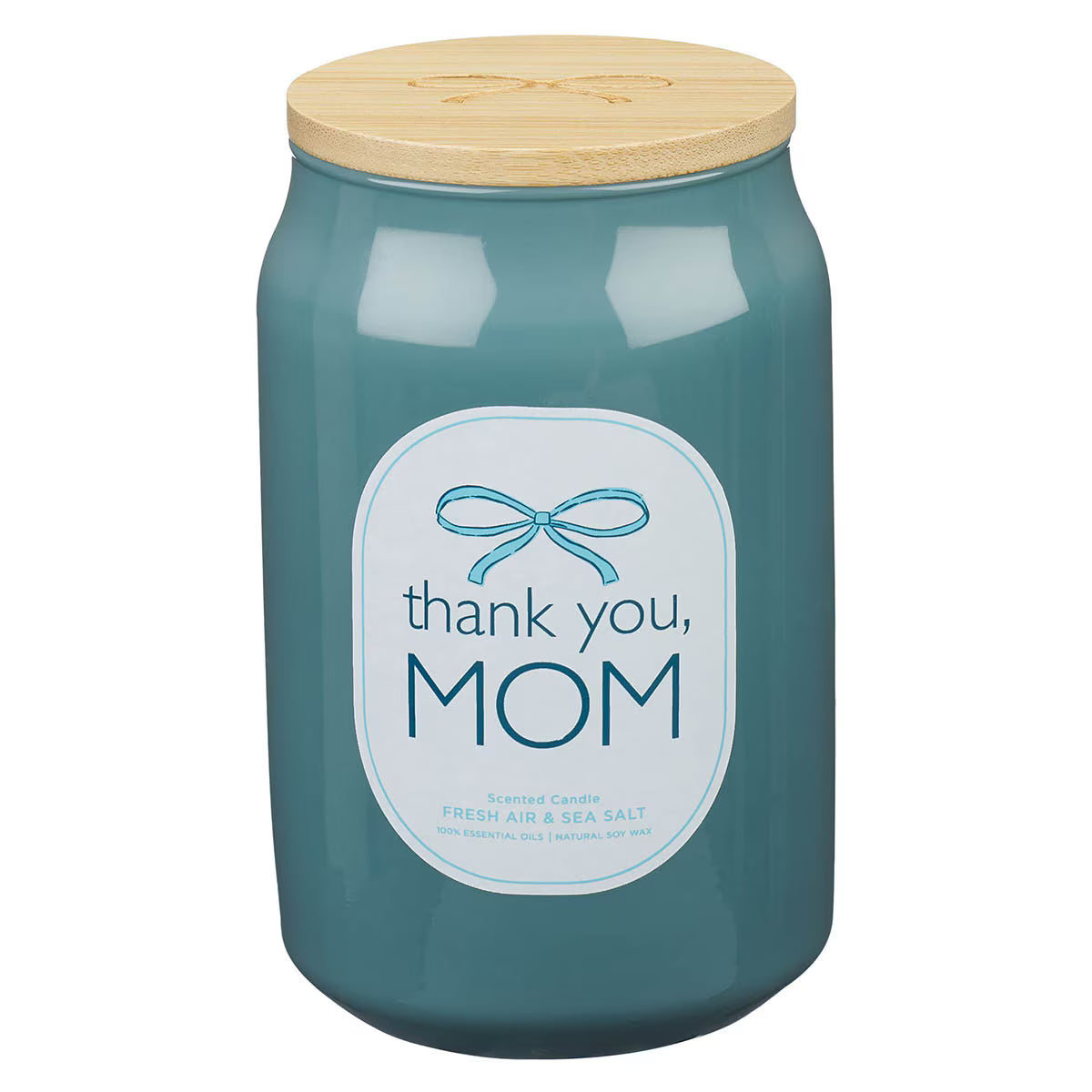 Glass Candle w/ Bamboo Lid Thank You, Mom