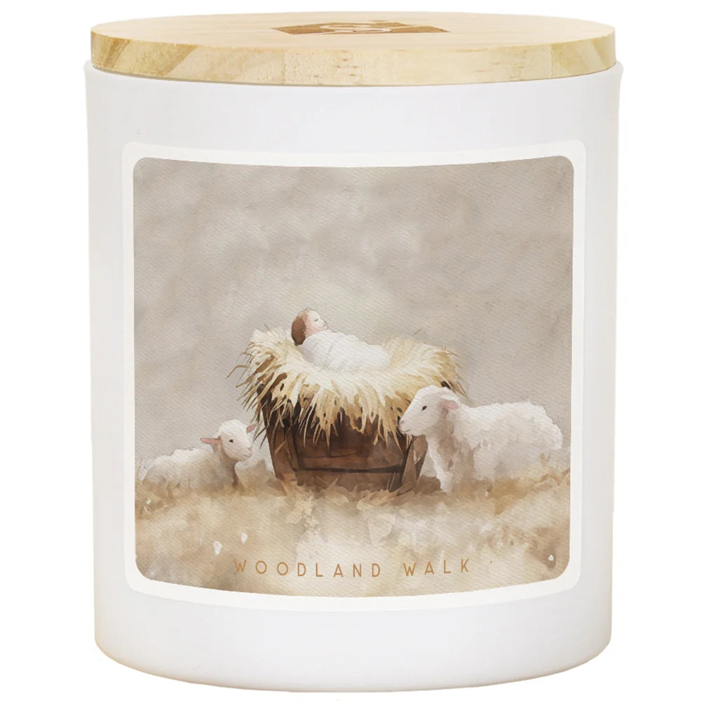 Manger Sheep Art Christmas Soy-Based Candle