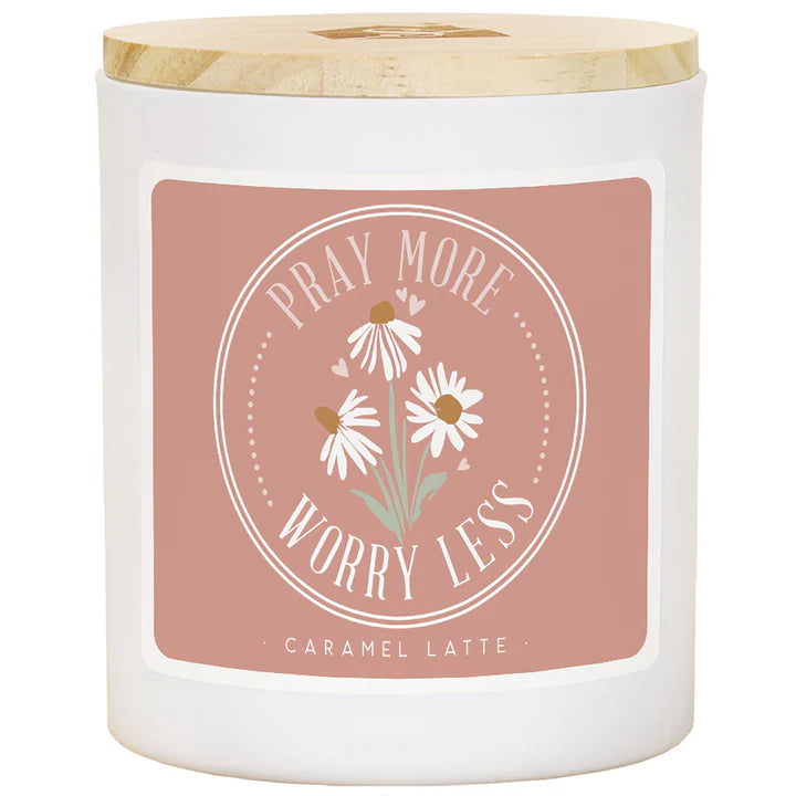 Candle-Pray More Daisies -Carmel Latte