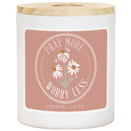 Candle-Pray More Daisies -Carmel Latte