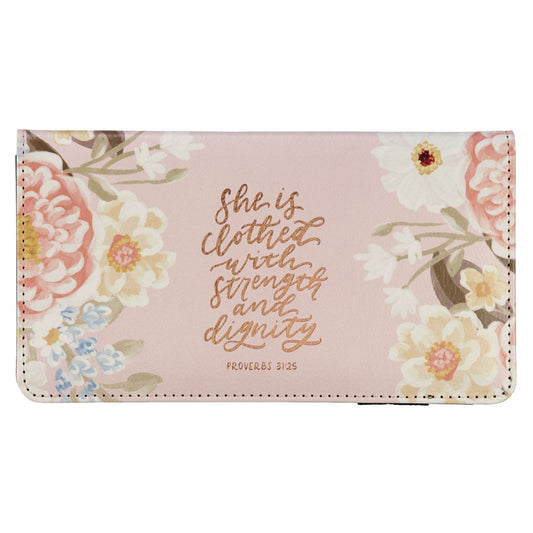 Strength Dignity Margo Pink Checkbook Wallet - Prov 31:25
