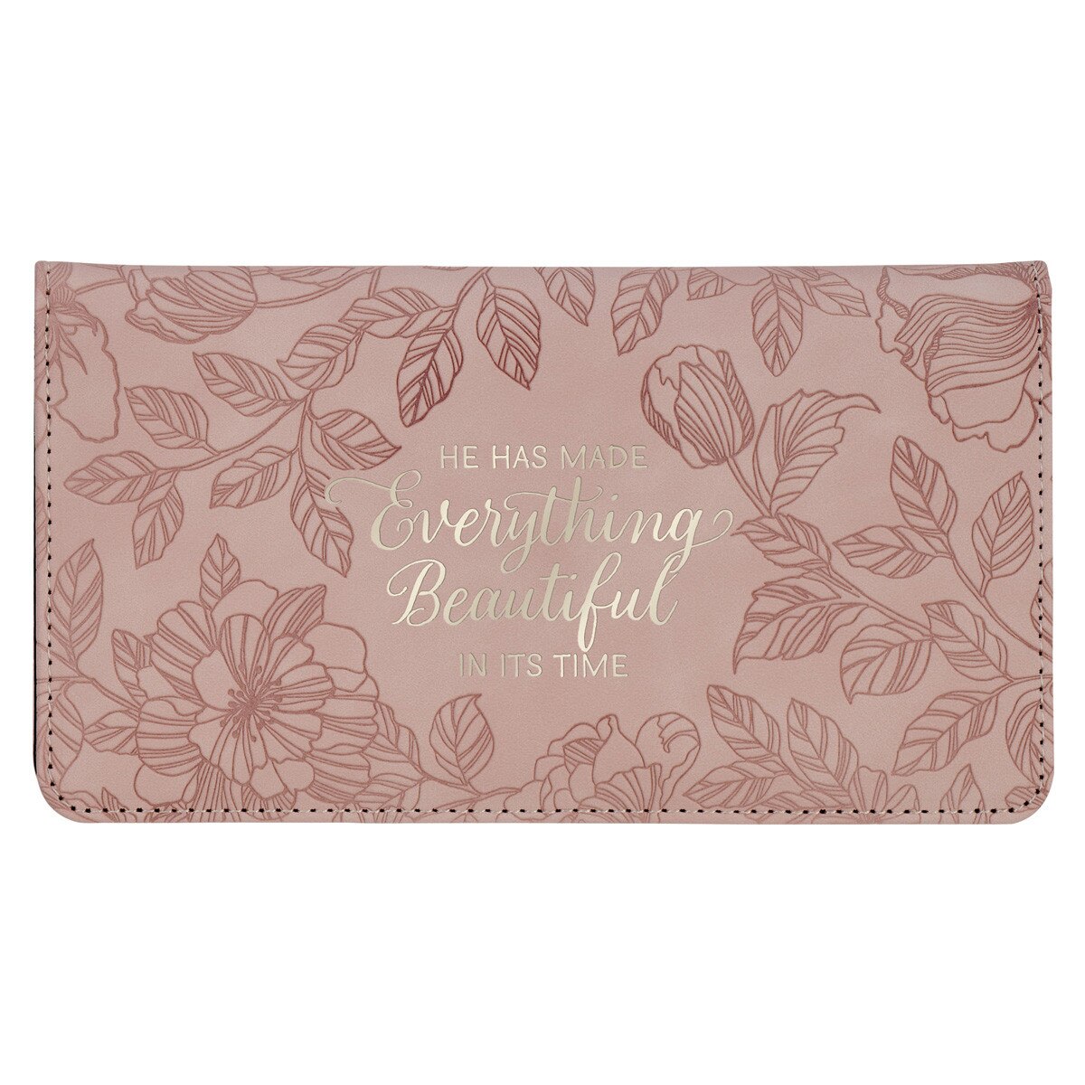 Everything Beautiful Blush Floral Faux Leather Checkbook Wallet Ecclesiastes 3:11