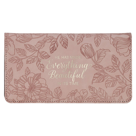 Everything Beautiful Blush Floral Faux Leather Checkbook Wallet Ecclesiastes 3:11