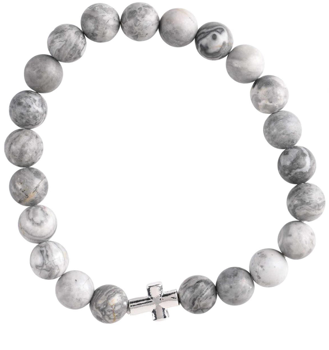 BRACELET PICTURE JASPER STONE WITH CROSS