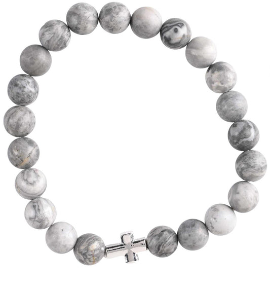 BRACELET PICTURE JASPER STONE WITH CROSS