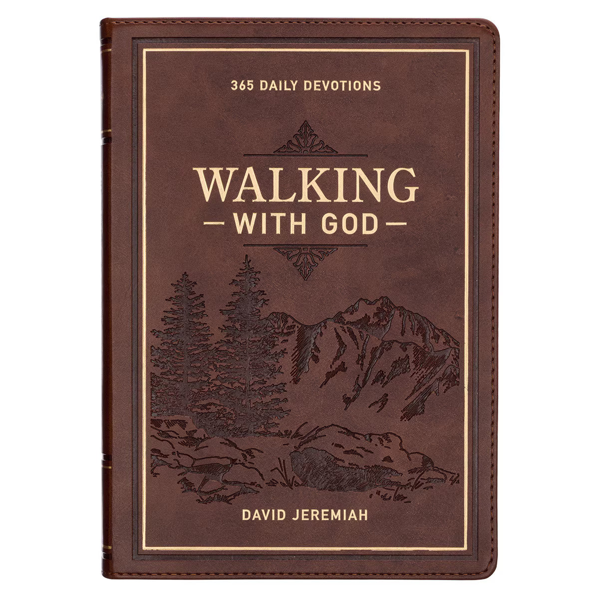 Walking With God Large Print Brown Faux Leather Devotional by David Jeremiah