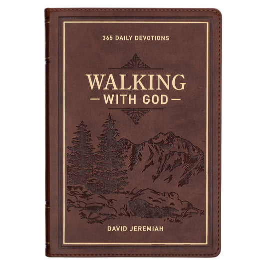 Walking With God Large Print Brown Faux Leather Devotional by David Jeremiah