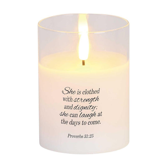 LED Candle She Is Clothed 4in