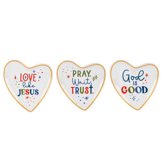 Colorful Faith Text Heart Trinket Dish