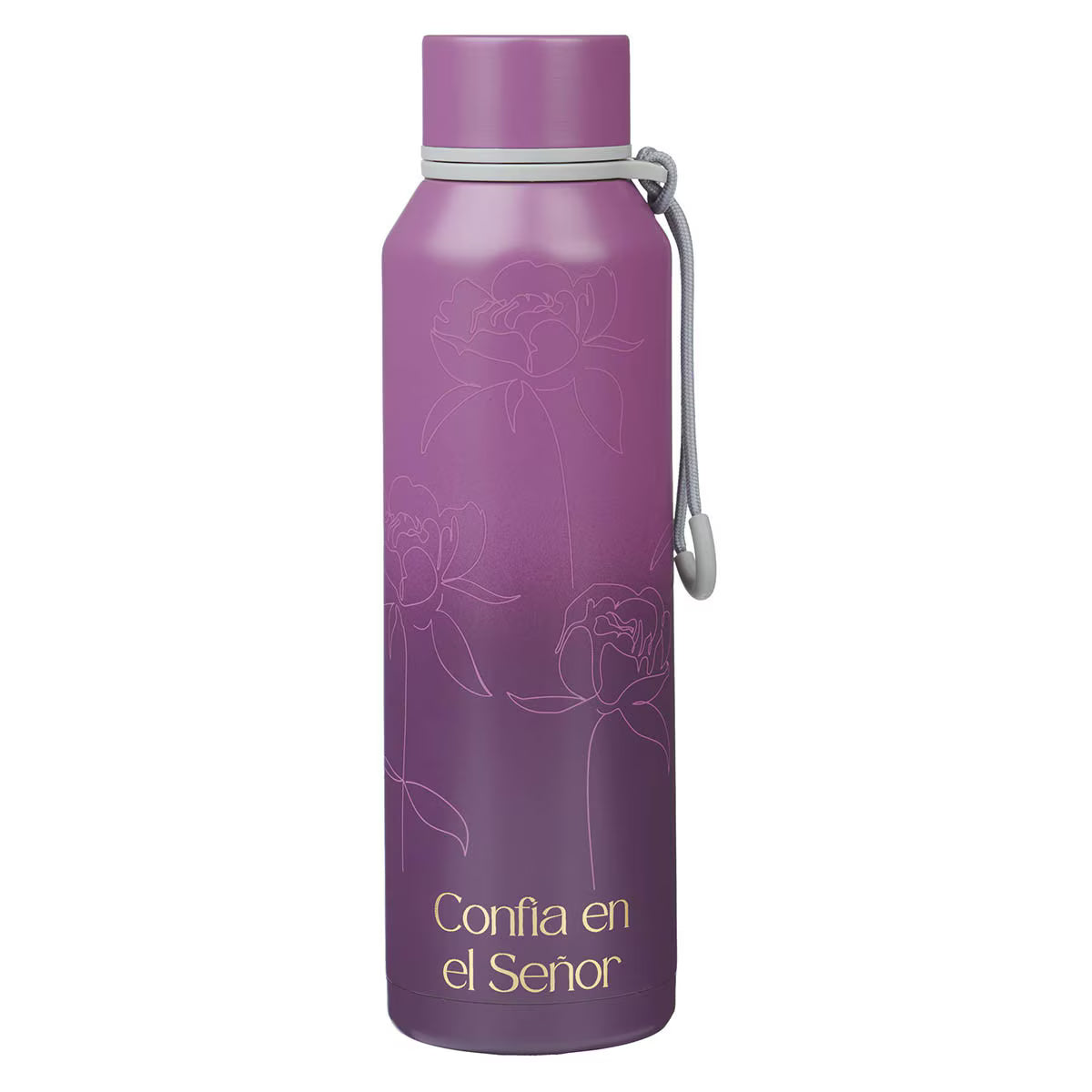 Botella de agua de acero inoxidable Flor de ciruela “Confía en el Señor” - Proverbios 3:5