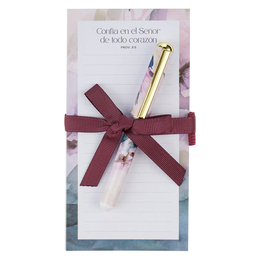 Juego de Regalo con bloc de notas magnético y pluma “Confía en el Señor” - Proverbios 3:5