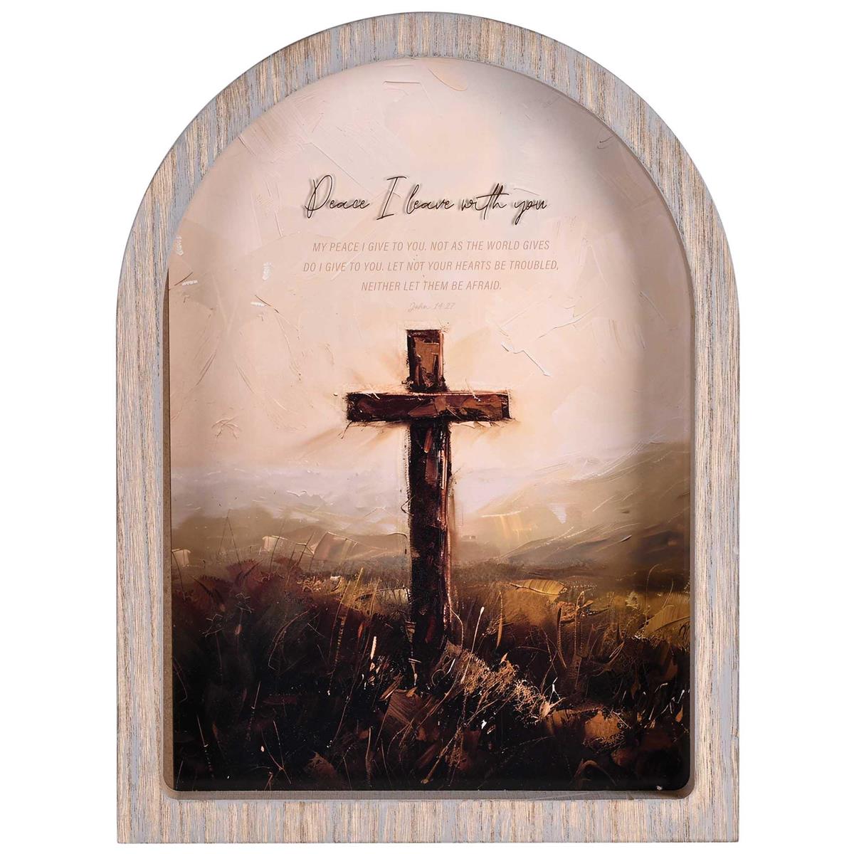 Framed Arch Cross Peace I Leave 11X15