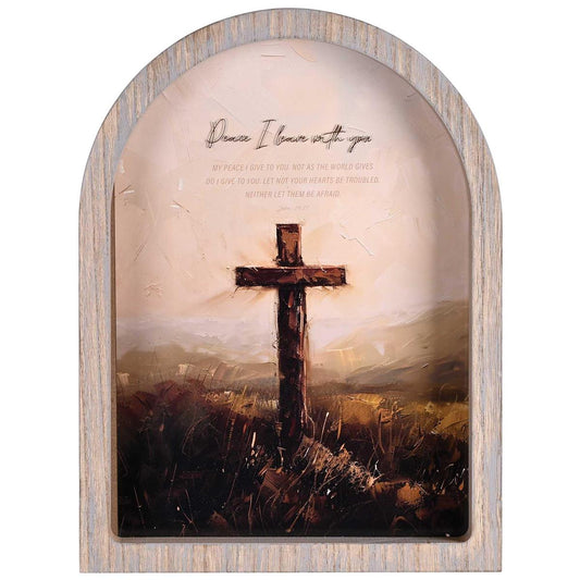 Framed Arch Cross Peace I Leave 11X15
