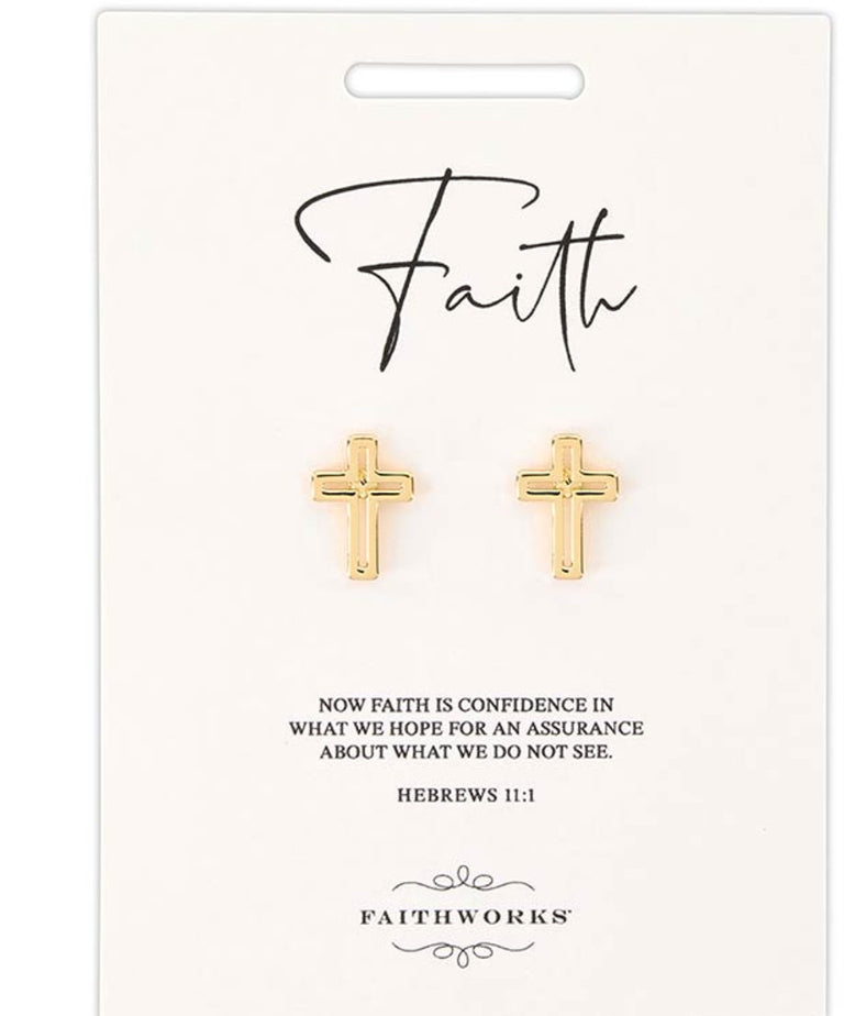 Cutout Cross Earrings - Gold