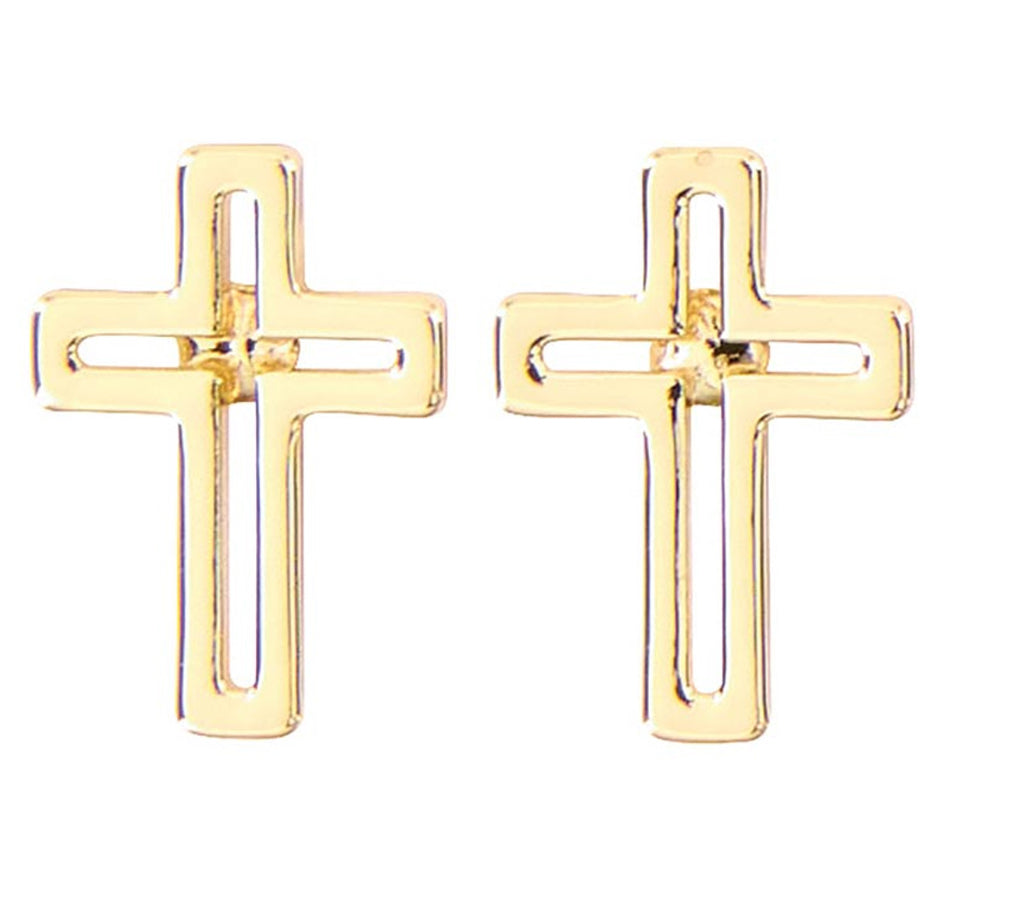 Cutout Cross Earrings - Gold