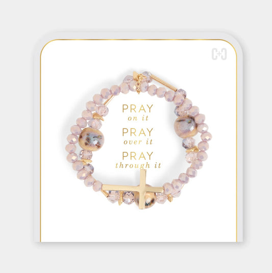 PRAY ON IT, PRAY OVER IT, PRAY THROUGH IT BRACELET- MAUVE