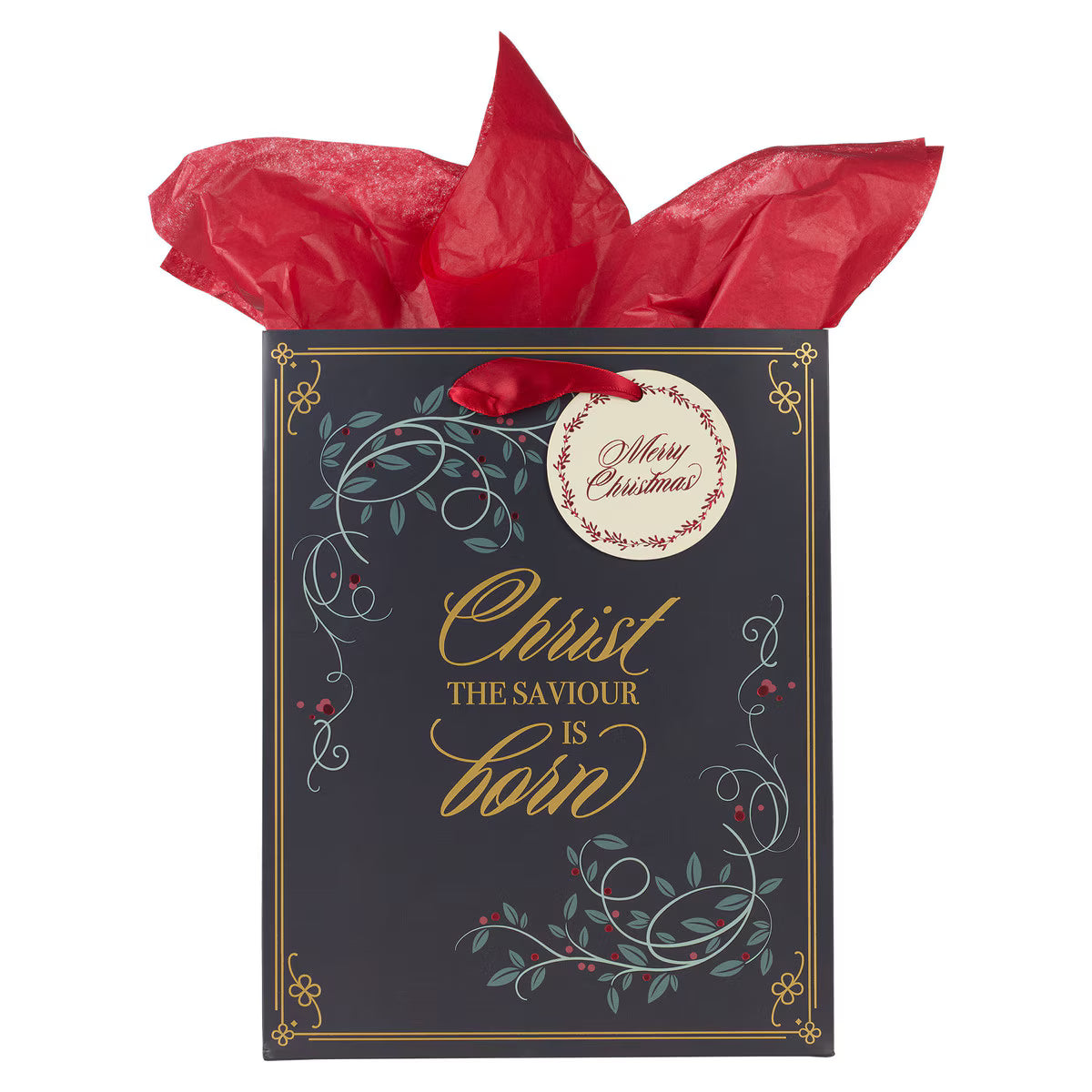 Christ the Savior is Born Red Berry Medium Gift Bag