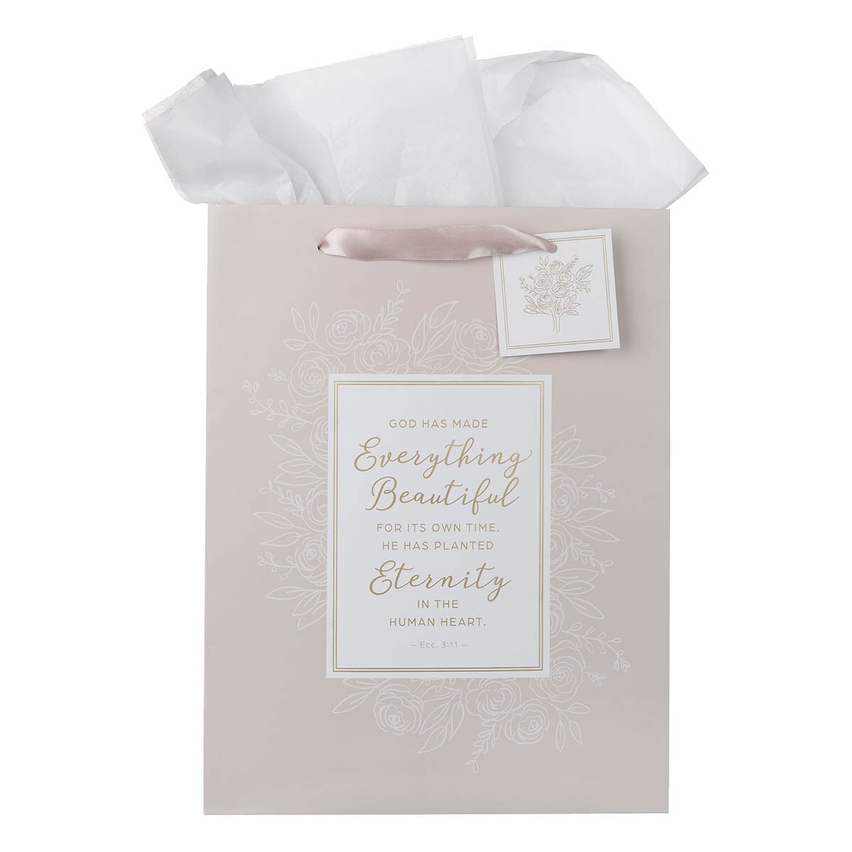 Everything Beautiful Blush Pink Large Portrait Gift Bag - Ecclesiastes 3:11