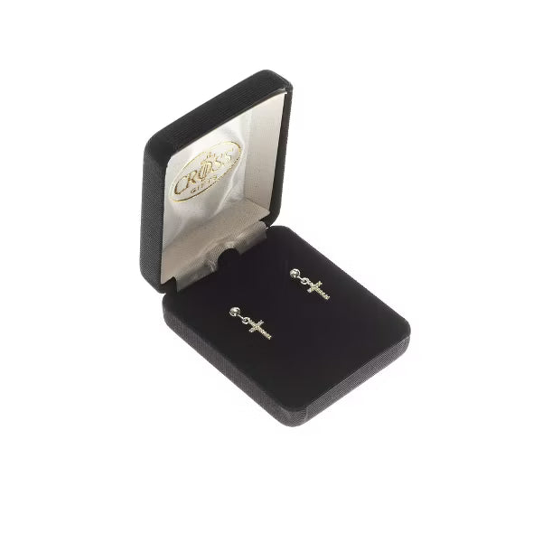 Traditional Jewel-Tone Crosses Silver-Plated Stud Post Dangling Earrings