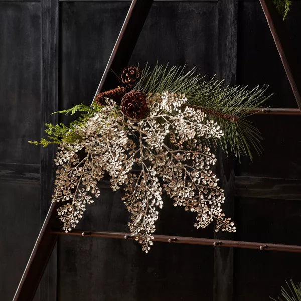 Gold Glitter Fern Spray