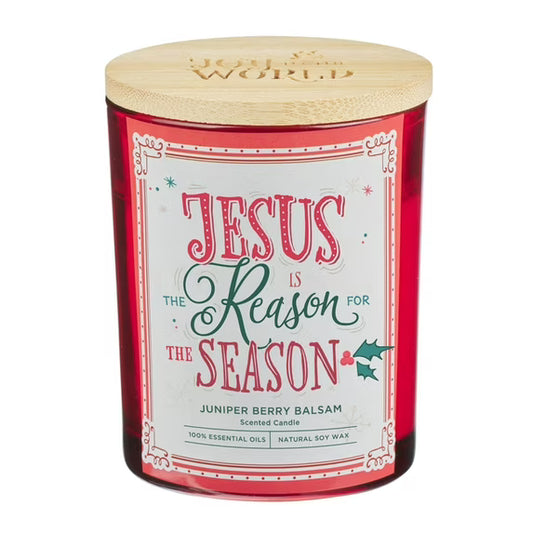 Glass Candle with Bamboo Lid Jesus is the Reason