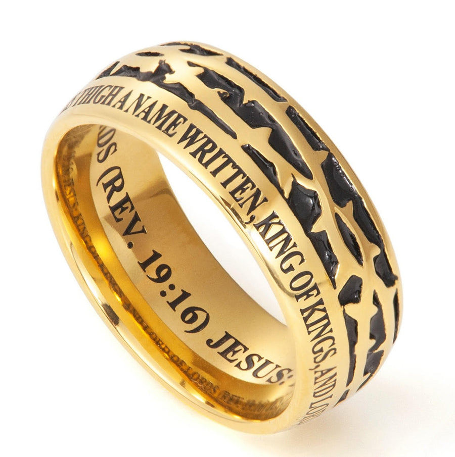 Men's Rings- Crown of Thorns Gold, "King of Kings"