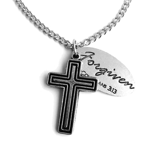 Cross Forgiven Tag Necklace