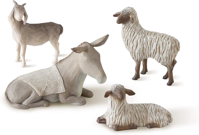 [has 3 boxes] Small Willow Tree The Holy Family- includes animals and gold shelter