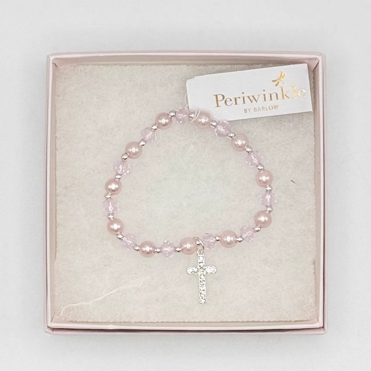 Bracelet-Little Love Pink Crystal Cross