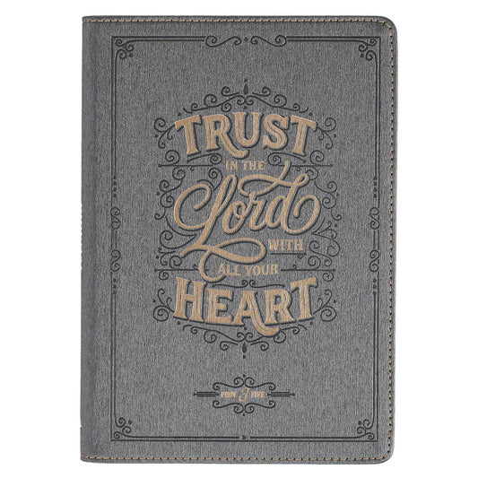 Trust in the Lord Charcoal Faux Leather Classic Journal - Proverbs 3:5