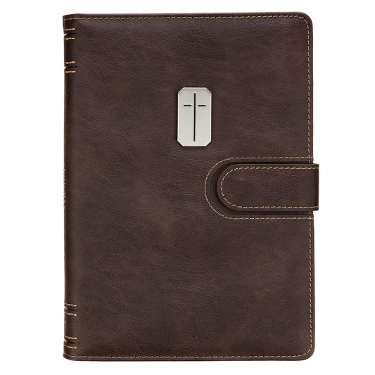 Man of God Espresso Brown Faux Leather Journal Cover with Magnetic Closure