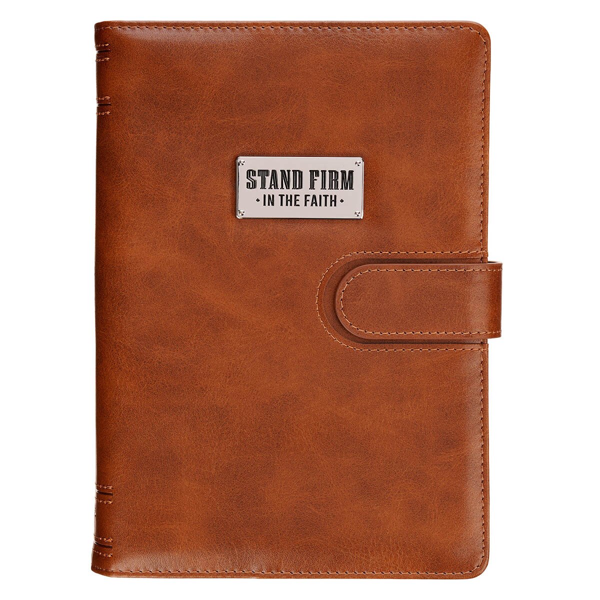 Stand Firm in the Faith Honey-Brown Faux Leather Journal Cover with Magnetic Closure - 1 Corinthians 16:13