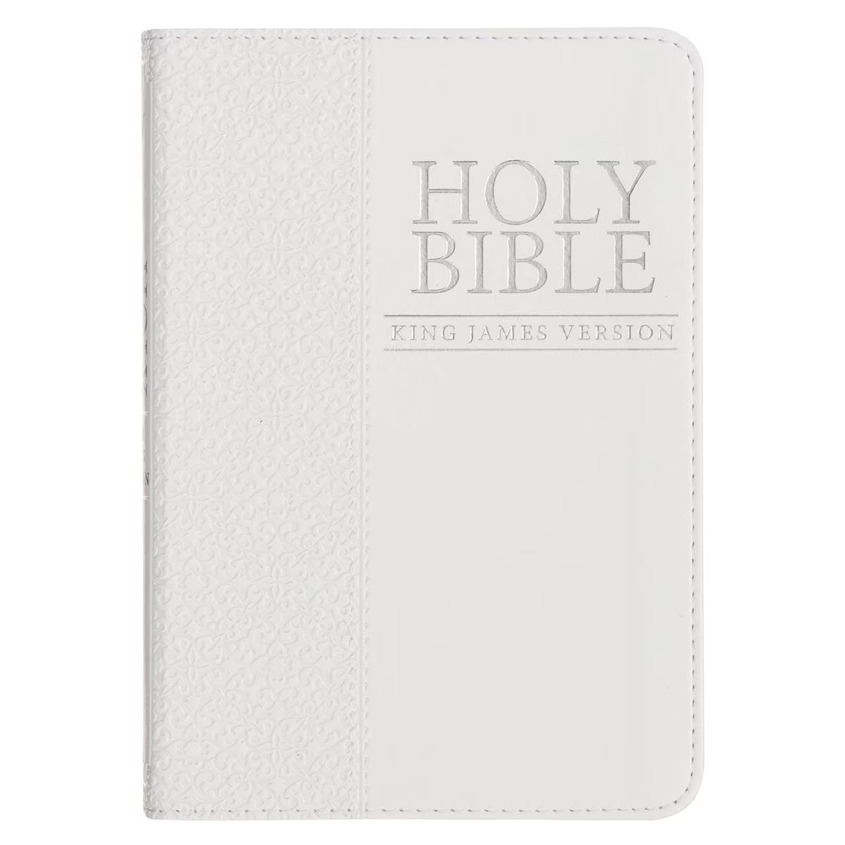 White Faux Leather Compact King James Version Bible