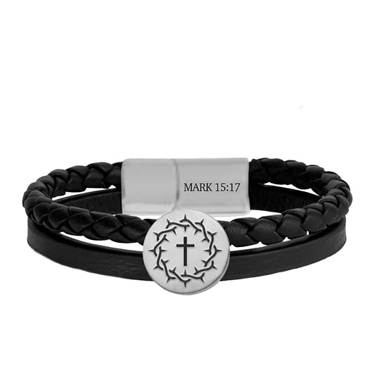 Kerusso Bracelet - Crown Cross Braided Metal