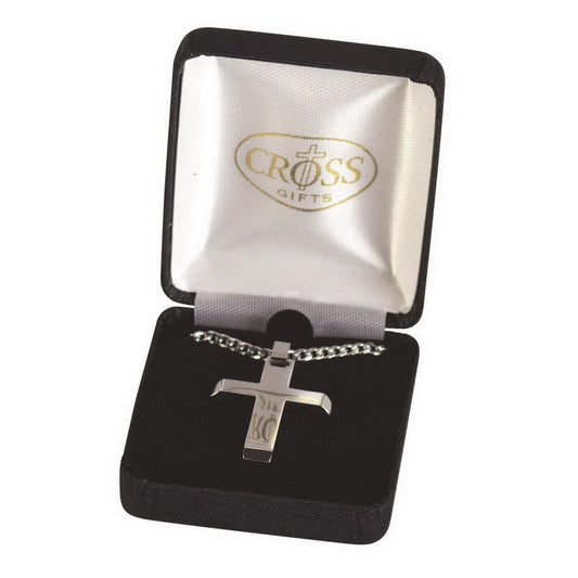 Slant Cross Necklace, 24" Chain