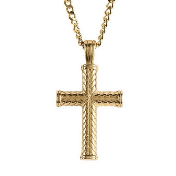 Wheat Cross Gold Plated Necklace, 24" Chain