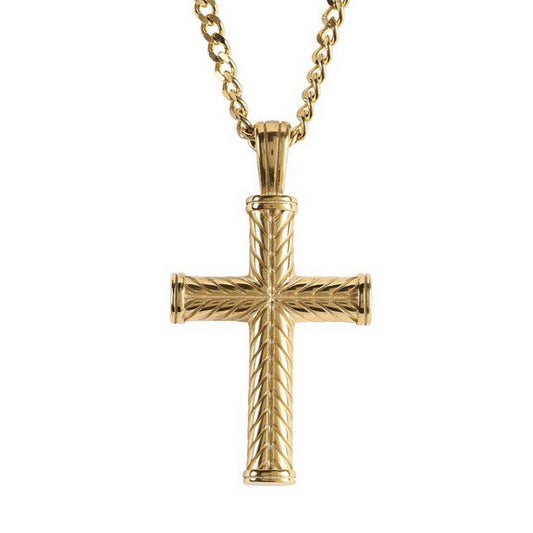 Wheat Cross Gold Plated Necklace, 24" Chain