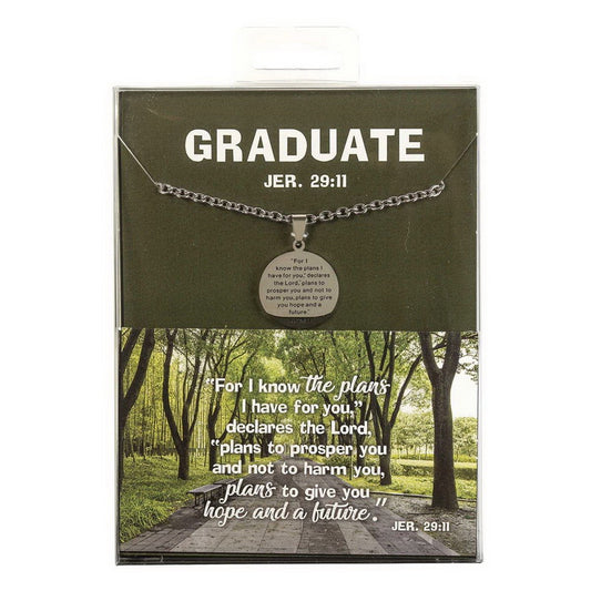 Jer. 29:11 Graduation Cross Necklace, 24" Chain