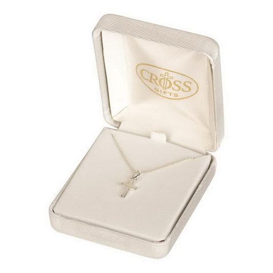 Box Cross Silver Plated Necklace, 13" Chain