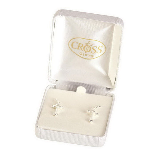 Flared Bud Cross Sterling Earrings