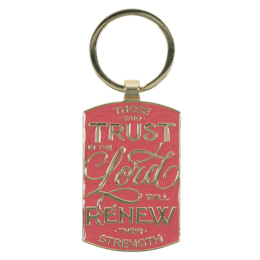 Trust Coral Epoxy-filled Metal Keychain - Isaiah 40:31