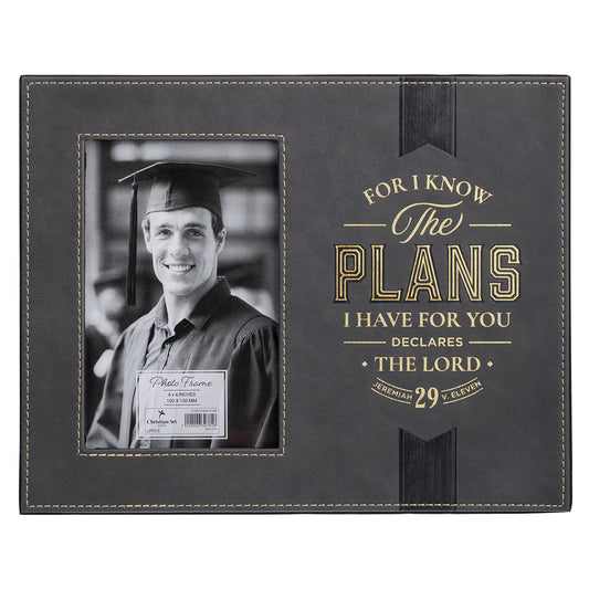 The Plans Charcoal Faux Leather Graduation Photo Frame - Jeremiah 29:11