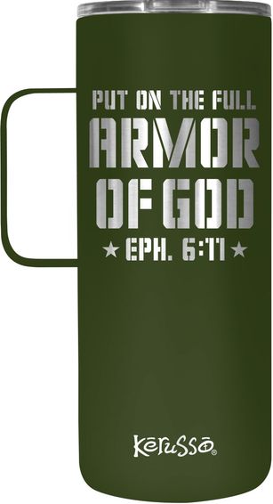 Kerusso 22 oz Stainless Steel Mug With Handle Armor Of God - Military Green