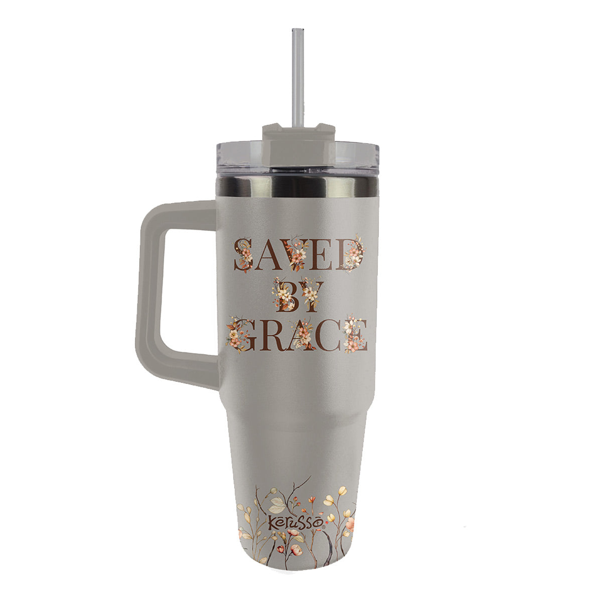 30 oz Stainless Steel Mug With Straw Saved By Grace