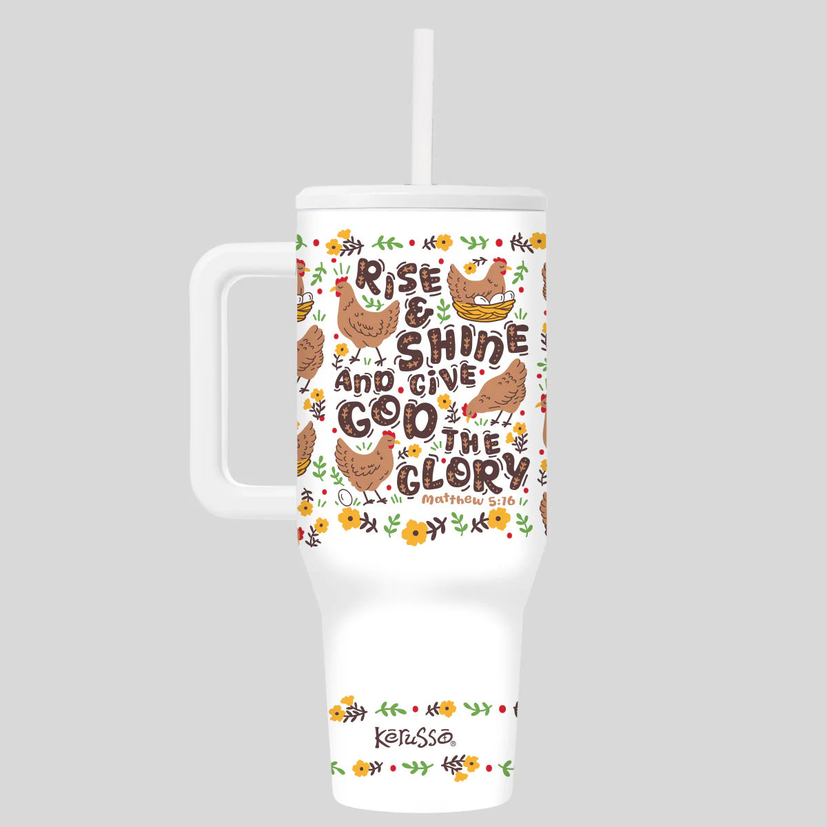 Kerusso 40 oz Stainless Steel Mug With Straw