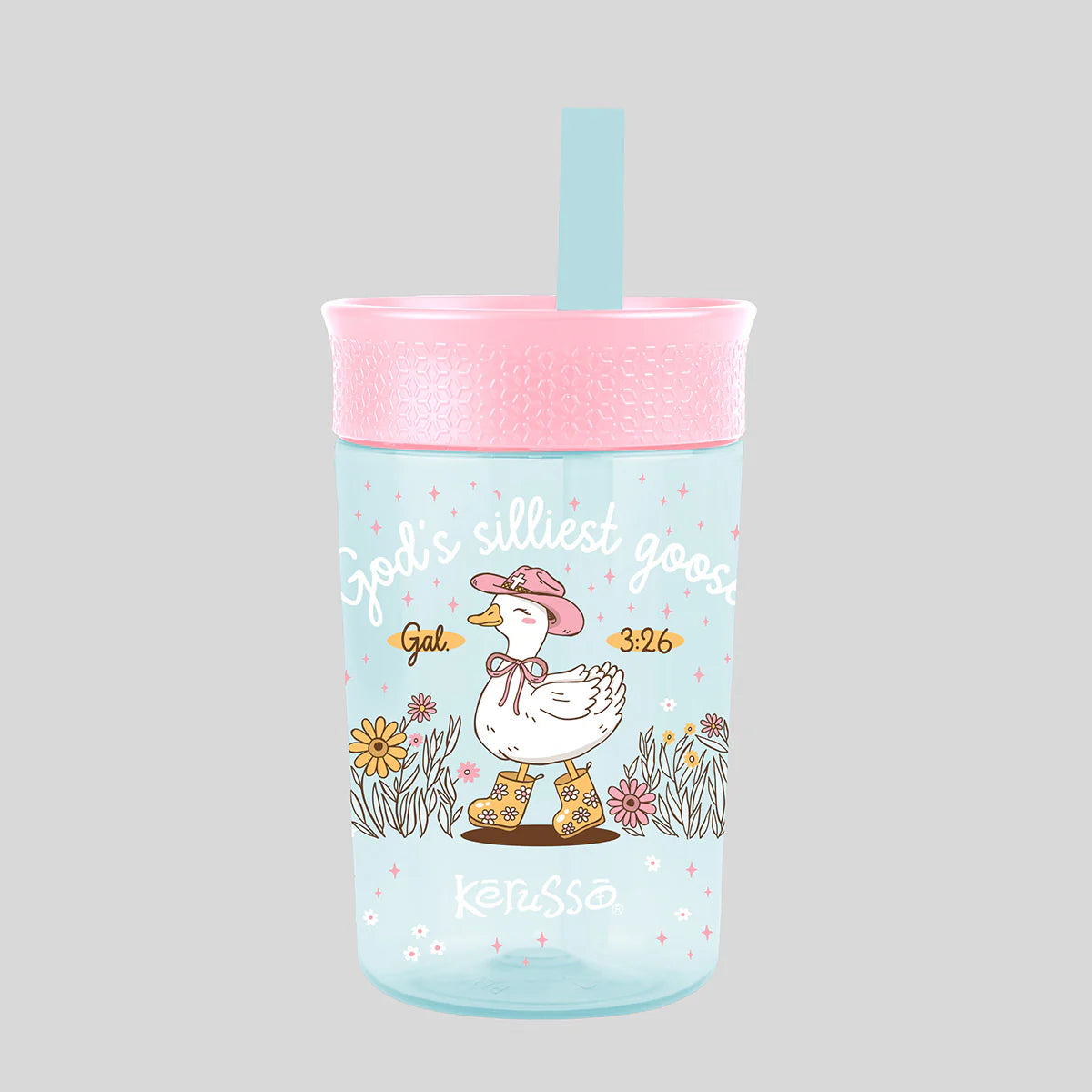Kerusso 15 oz Silicone Straw Cup (Goose & Lamb)
