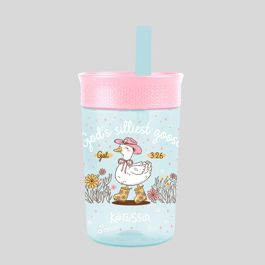 Kerusso 15 oz Silicone Straw Cup (Goose & Lamb)